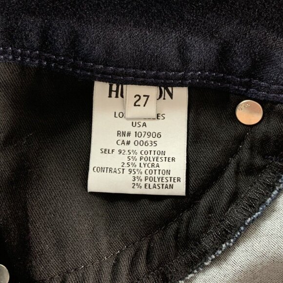 Hudson Women's Collin Vice Versa Skinny Polka Dot Denim Jeans 27 Airw Blue Gold - Picture 10 of 11